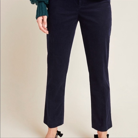 Anthropologie Navy, Corduroy, Cropped, Flare Trousers NWT Women’s Size 0 - Picture 2 of 10